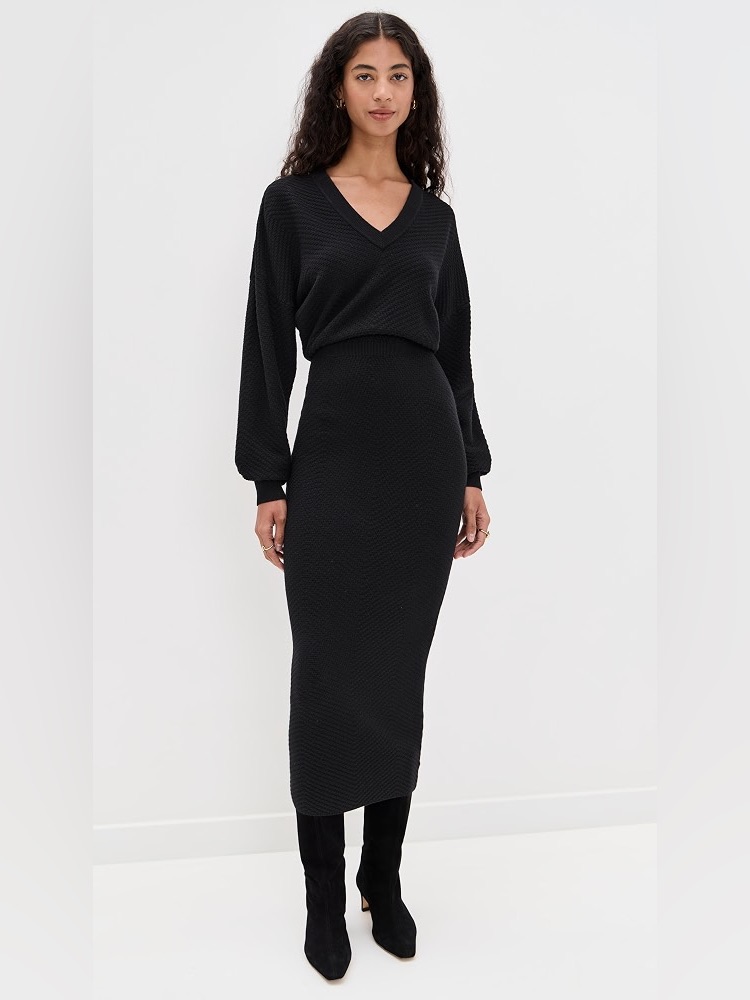 Favorite Daughter The Ava Black Maxi Sweater Dress